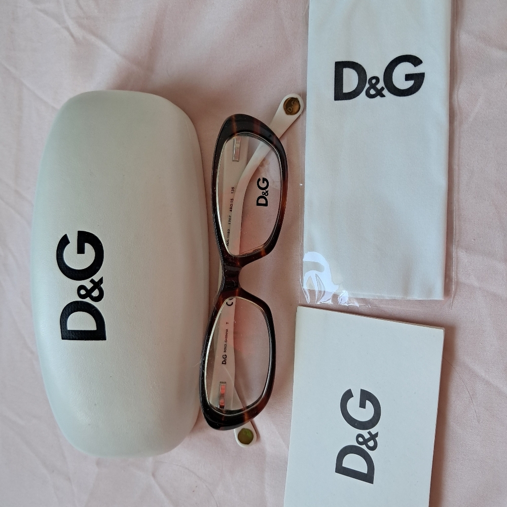 D&G Tortoise Eyeglasses with White Case and Authenticity Certificate